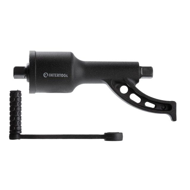 Ключ баллонный роторный для грузовых автомобилей 340 мм, передаточное отношение 1:78, макc. крут. момент 7000 Nm, головки 32, 33 мм, пластиковый кейс INTERTOOL XT-0005