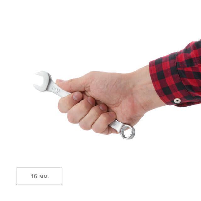 Ключ комбинированный 16 мм, STORM, Cr-V, покрытие сатин-хром INTERTOOL XT-1016