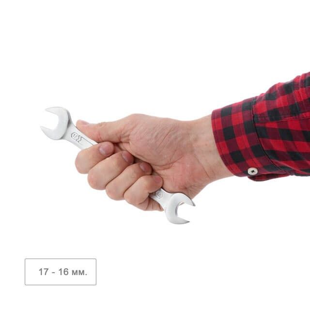 Ключ рожковый 16-17 мм, STORM, Cr-V, покрытие сатин-хром INTERTOOL XT-1116