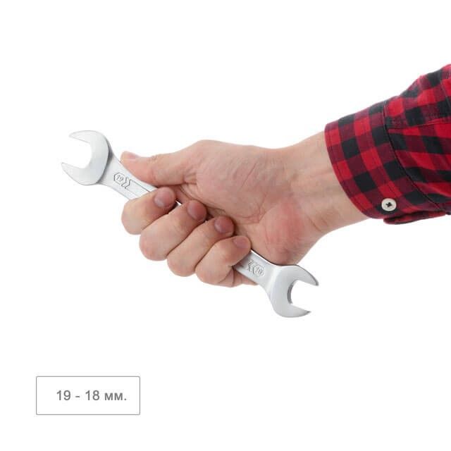 Ключ рожковый 18-19 мм, STORM, Cr-V, покрытие сатин-хром INTERTOOL XT-1118