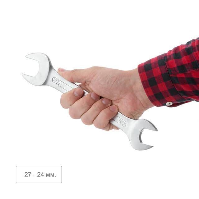 Ключ рожковый 24-27 мм, STORM, Cr-V, покрытие сатин-хром INTERTOOL XT-1124