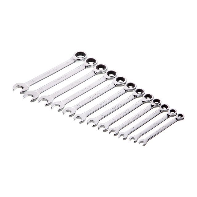 Набор ключей комбинированных с храповым механизмом 12ед., 8-19мм (8-9-10-11-12-13-14-15-16-17-18-19) Cr-V; PROF DIN3113 INTERTOOL XT-1305