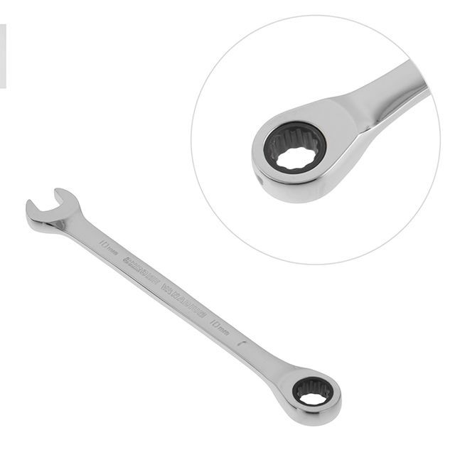 Ключ комбинированный с трещоткой 10 мм PROF, Cr-V INTERTOOL XT-1350