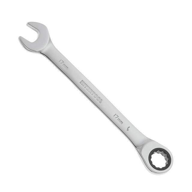 Ключ комбинированный с трещоткой 17 мм, PROF, Cr-V INTERTOOL XT-1357
