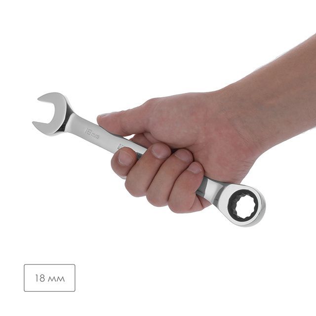 Ключ комбинированный с трещоткой 18 мм PROF, Cr-V INTERTOOL XT-1358