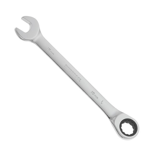 Ключ комбинированный с трещоткой 19 мм PROF, Cr-V INTERTOOL XT-1359