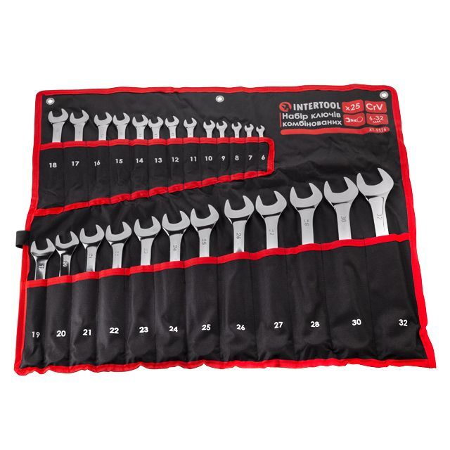 Набор ключей комбинированных 25 ед., 6-32 мм, PROF, чехол INTERTOOL XT-1526