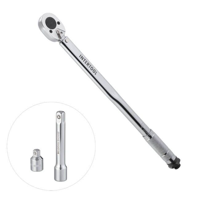 Ключ динамометричний 1/2", 28-210 Нм, перехідник 1/2"*3/8", підовжувач 125 мм * 1/2" INTERTOOL XT-9007