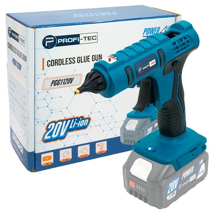 Акумуляторний клейовий пістолет PROFI-TEC PGG1120V POWERLine (без акумулятора та зарядного пристрою)