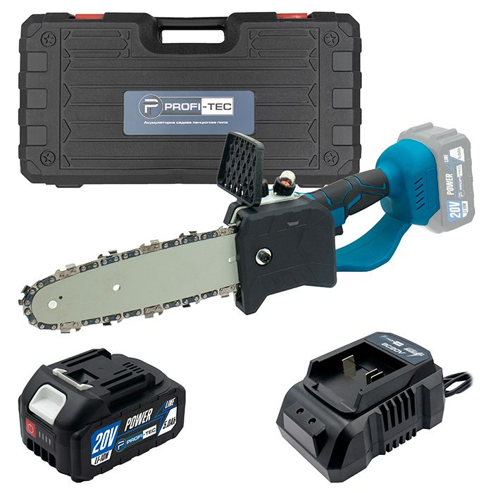 Акумуляторна ланцюгова пила PROFI-TEC PCS2020BL POWERLine (1×PT2040MP (4.0 Аг), зарядний пристрій)
