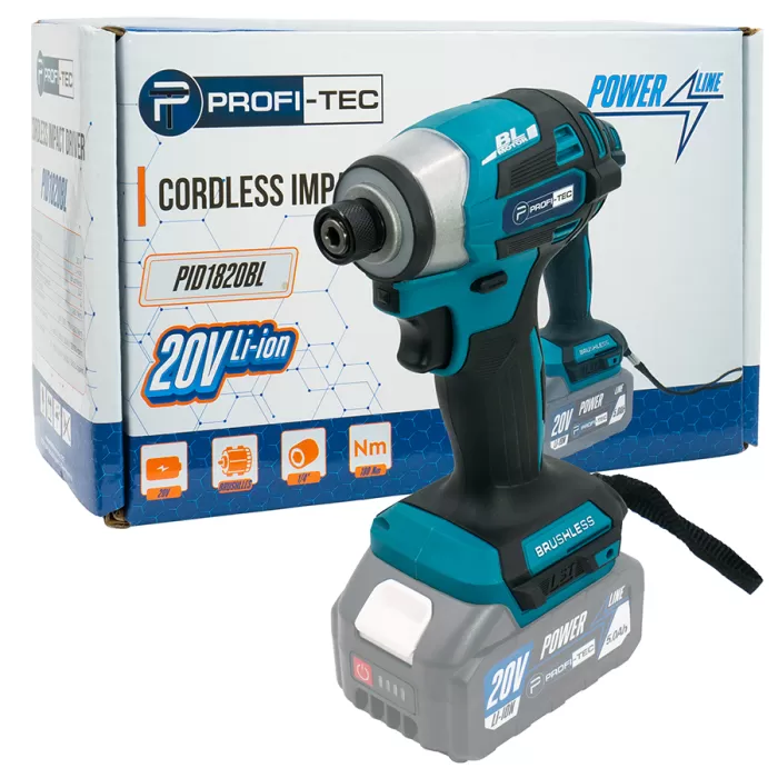 Аккумуляторный импульсный винтоверт PROFI-TEC PID1820BL POWERLine (без аккумулятора и зарядного устройства, коробка)