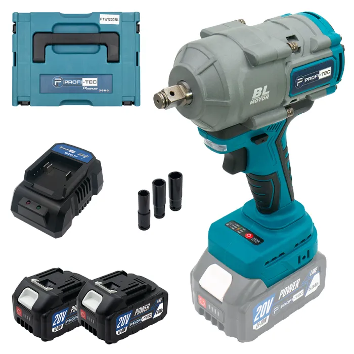 Акумуляторний гайковерт PROFI-TEC PTW1003BL POWERLine (2×PT2040MP (4.0 Аг), зарядний пристрій)