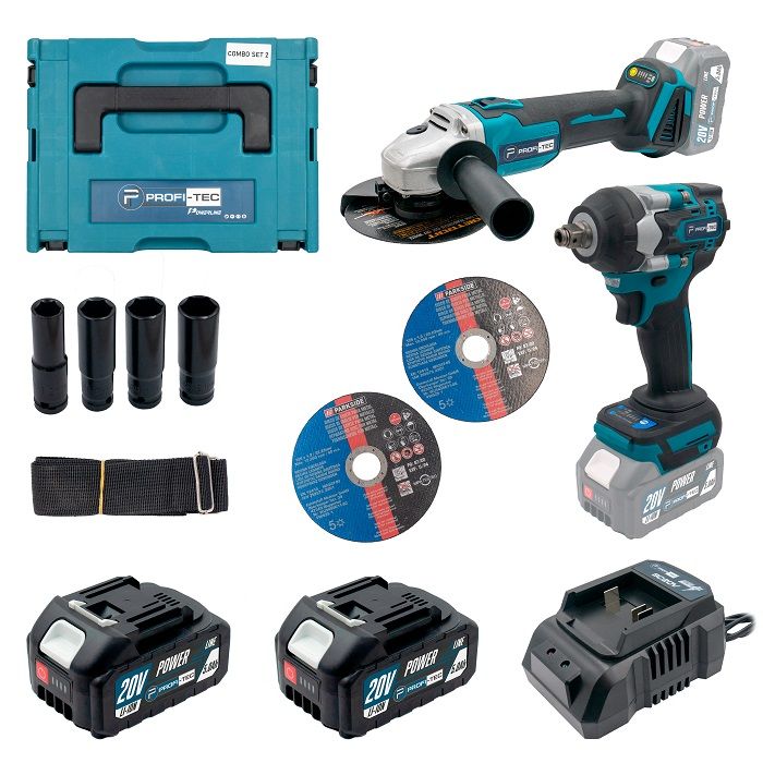 Акумуляторний набір інструментів PROFI-TEC Combo Set 2/1 POWERLine (DGA20BL, DTW500BL) (2×PT2040MP (4.0 Аг), зарядний пристрій)