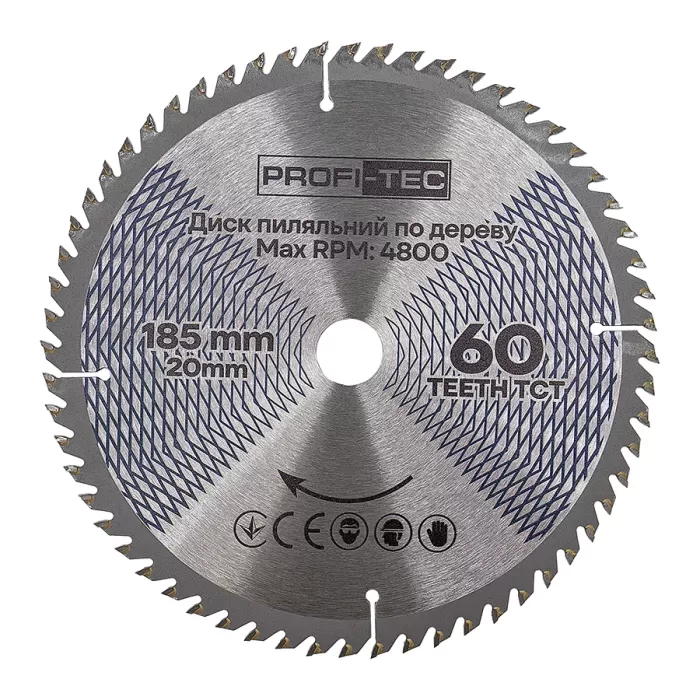 Пильный диск по дереву PROFI-TEC 185*20*60Т