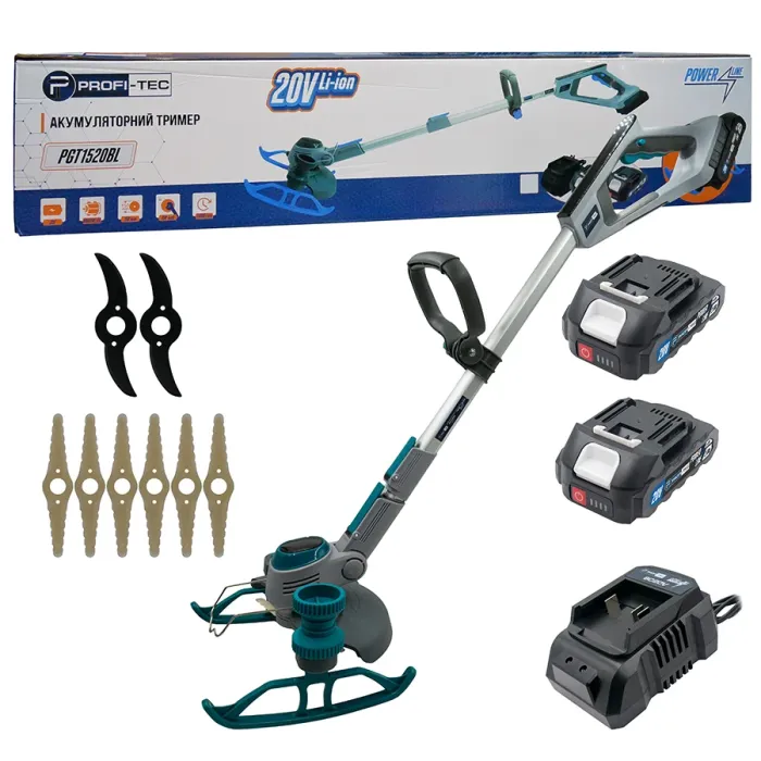 Акумуляторний тример PROFI-TEC PGT1520BL POWERLine (2×PT2020MP (2.0 Аг), зарядний пристрій)