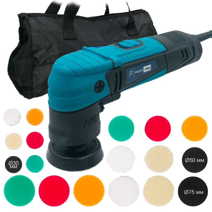 Роторна полірувальна машина PROFI-TEC PPM-607SR SET (600 Вт, диски 30 / 50 / 75 мм)