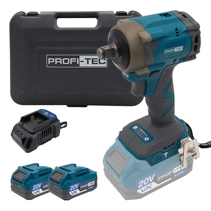 Акумуляторний гайковерт PROFI-TEC PPTW4520 POWERLine (2×PT2040VX (4.0 Аг), зарядний пристрій)