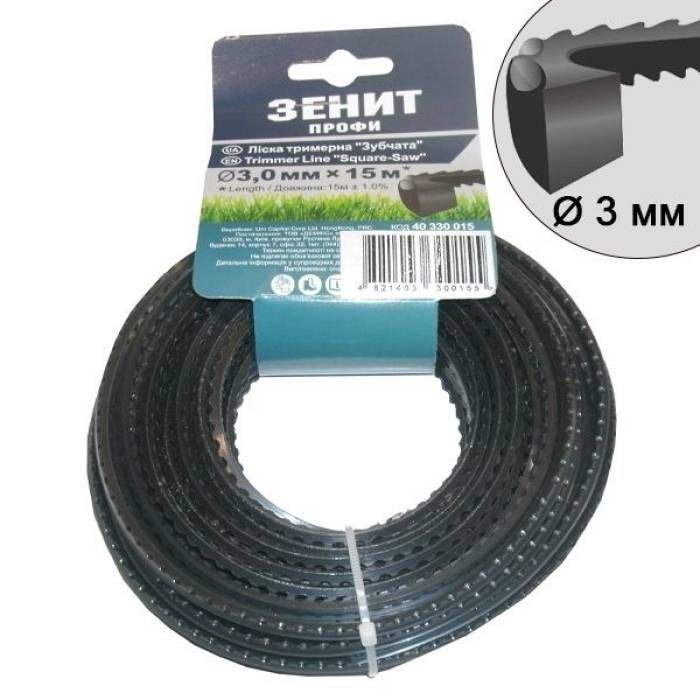 Ліска для садових тримерів "Зубчата" 3.0 мм × 15 м