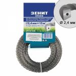 Ліска для садових тримерів "Подвійна з кордом" 2,4 мм × 15 м (КР2-24-15-КВ) Зенит Профи