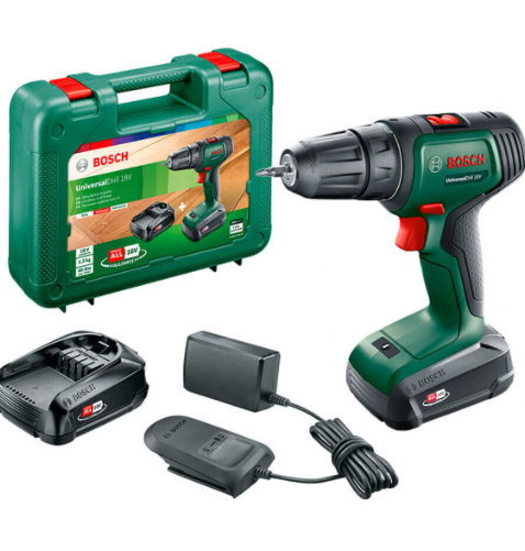 Акумуляторний дриль-шурупокрут Bosch UniversalDrill 18V з 2 акб 1.5 Ah і з/п, у кейсі 06039D4002