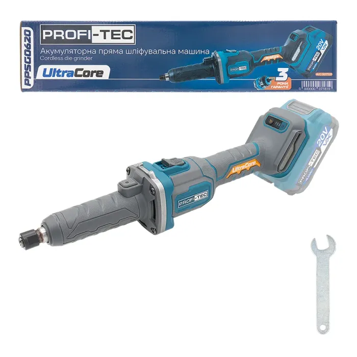 Акумуляторна пряма шліфувальна машина PROFI-TEC PPSG0620 UltraCore (без акумулятора та зарядного пристрою)