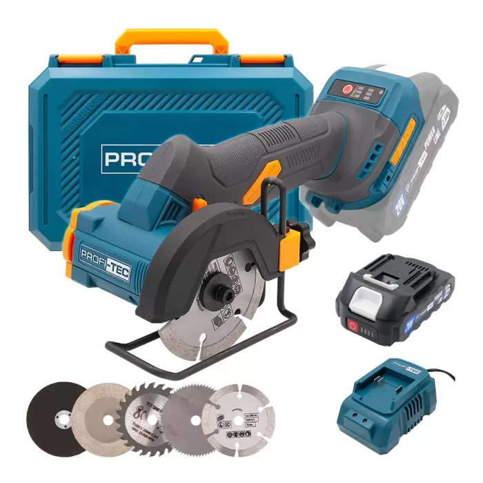 Аккумуляторная универсальная дисковая пила PROFI-TEC PWS390 UltraCore (1×PT2520MP (2.5 Ач), зарядное устройство)