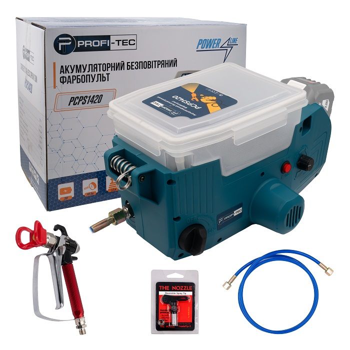 Акумуляторний безповітряний фарбопульт PROFI-TEC PCPS1420 POWERLine (без акумулятора та зарядного пристрою)