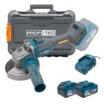 Акумуляторна кутова шліфувальна машина PROFI-TEC PPGA203 UltraCore (2×PT2040VX (4.0 Аг), зарядний пристрій)