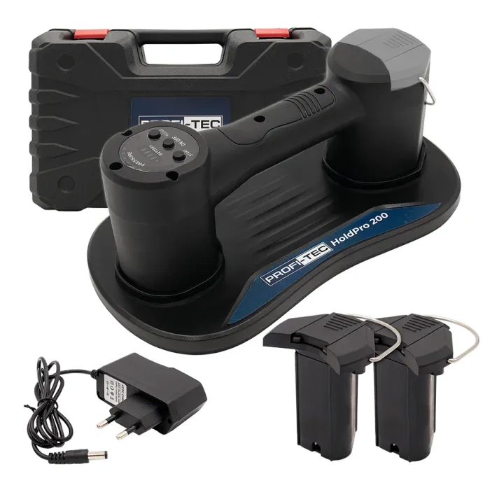 Акумуляторна вакуумна присоска PROFI-TEC HoldPro 200 (2×12 В / 1.5 Аг, зарядний пристрій)