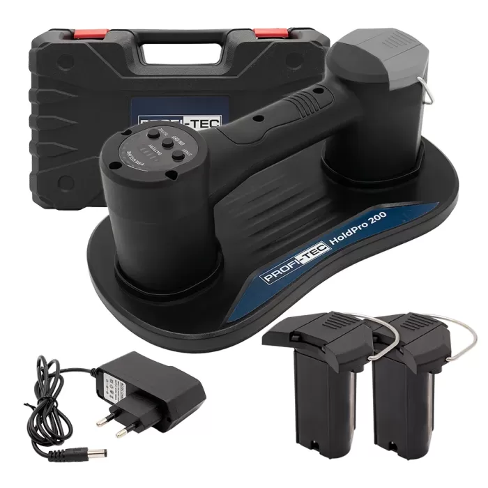 Аккумуляторная вакуумная присоска PROFI-TEC HoldPro 200 (2×12 В / 1.5 Ач, зарядное устройство)