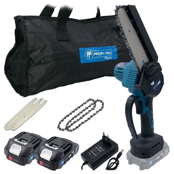 Акумуляторна ланцюгова пила PROFI-TEC PCS1520BL POWERLine (2×PT2020MP (2.0 Аг), зарядний пристрій)