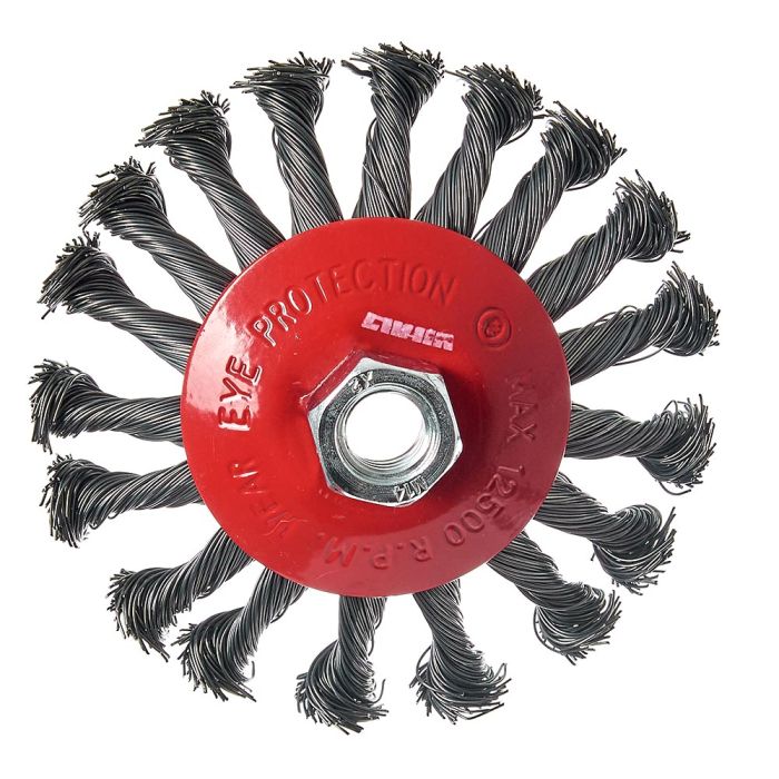 Щітка конічна Vitals плетена сталь 115 мм М14, 0,5 мм