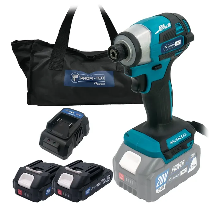 Акумуляторний імпульсний гвинтоверт PROFI-TEC PID1820BL POWERLine (2×PT2025MP (2.5 Аг), зарядний пристрій)