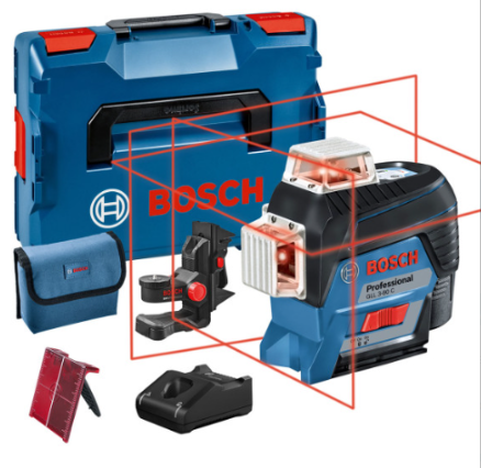 Лазерний нівелір Bosch GLL 3-80 С Professional, акб GBA 12V 2 Ah і з/п, з тримачем BM 1, мішенню, чохлом, у кейсі