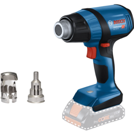 Акумуляторний технічний фен Bosch GHG 18B-50 Professional, без акб, з 2 насадками в картоні