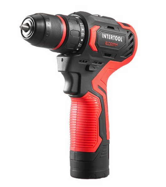 Дриль-шуруповерт акумуляторний, безщітковий двигун, 12 В, 50 Nm, 0-500/0-1900 об/хв, патрон 0,8-10 мм, 2x2,0 Ач INTERTOOL WT-0322