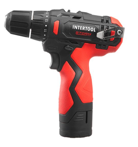 Дрель-шуруповерт аккумуляторная, 12 В, 30 Nm, 0-350/0-1300 об/мин, патрон 0,8-10 мм, литий-ион, 2,0 Ач INTERTOOL WT-0310