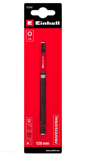 Біта подвійний торсіон 120 мм, S2, T25, 1 шт, Einhell