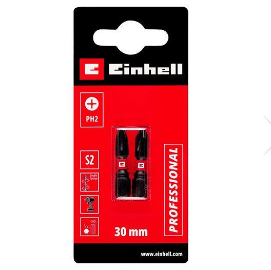 Біта ударна подвійний торсіон  30 мм, S2, PH2, 2 шт, Einhell