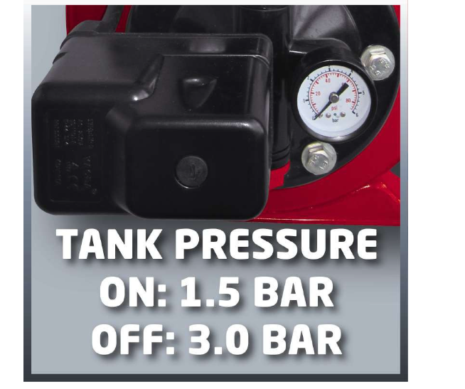 Насосна станція , Einhell GC-WW 6538, 650 Вт, 3800 л/год, вис. 36 м, глиб. 8 м, бак 20 л