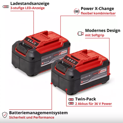 Акумулятор X-Change 5.2 Аг, PXC-PLUS Einhell 2x 18V 5.2Ah PXC Twinpack, 2шт. (4511526)