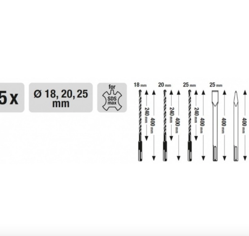 Набір 5 свердла, зубило і долото SDS-Max  kwb (194005)