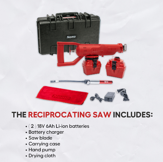 Акумуляторна підводна шабельна пила Nemo Reciprocating Saw - 50M +2 АКБ 18 В 6 Ач + Кейс