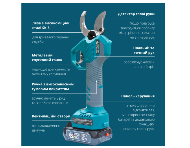 Акумуляторний секатор KS CPS20V-40 Case (АКБ+ЗП)