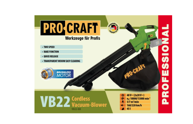 Акумуляторний пилосос-повітродувка Procraft VB22 (без акб та зп)