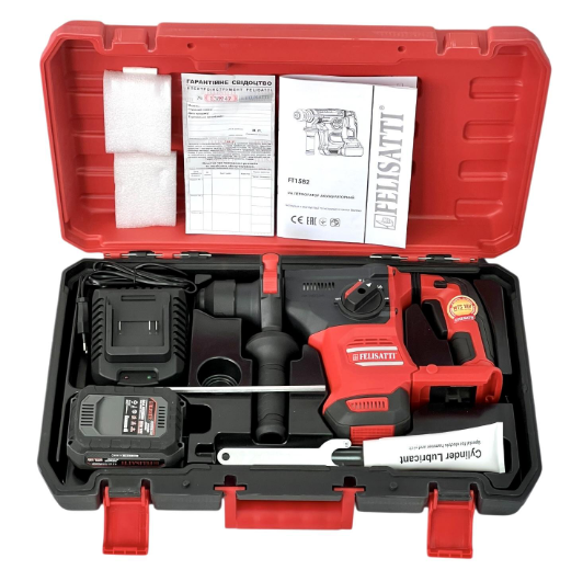 Перфоратор акумуляторний SDS-Plus Felisatti FT15827 ,4.0 Дж  (БЕЗЩІТКОВИЙ ДВИГУН) 0-5200 уд/хв. 60 Nm