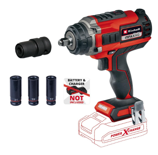 Акумуляторний ударний гайковерт Einhell IMPAXXO 18/400 (4510070) 18 В  Безщітковий двигун,450 Нм, 1/2", 3 режимами та головками 17/19/21